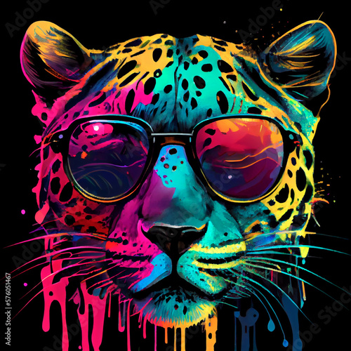 leopard in sunglasses, Pop Art, ai generation