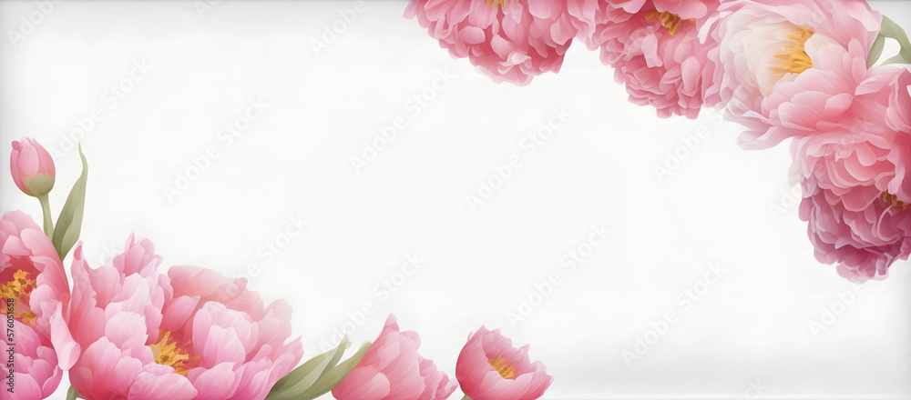 Rose flower banner, generative AI illustration