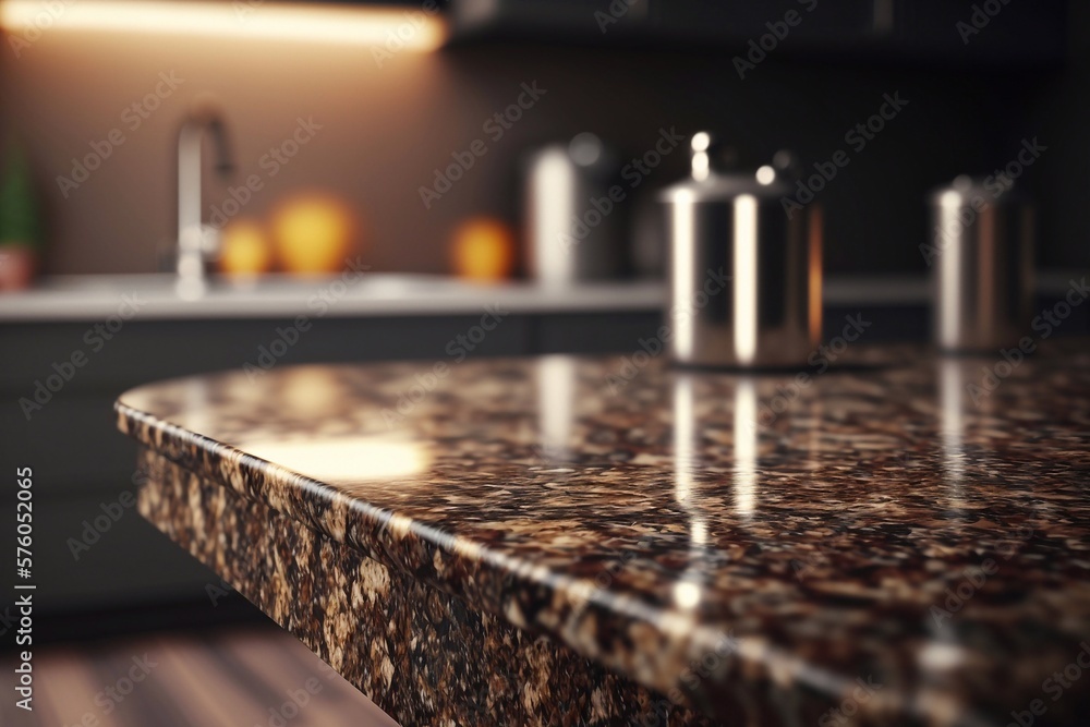 Table Top And Background's Interior Is Blurred. Generative AI Table Top And Background's Interior Is Blurred. Generative AI