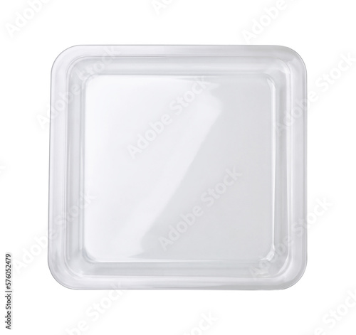 Top view of empty glass oven baking tray