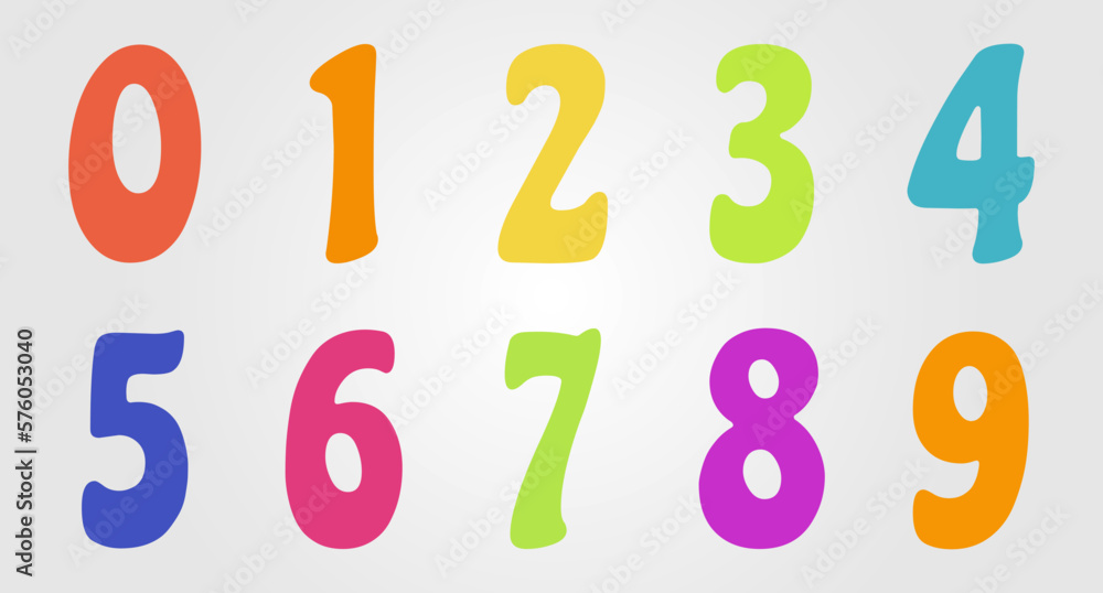 Colorful vector numbers set