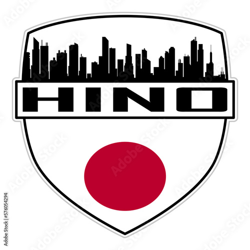 Hino Japan Flag Skyline Silhouette Hino Japan Lover Travel Souvenir Sticker Vector Illustration SVG EPS AI photo