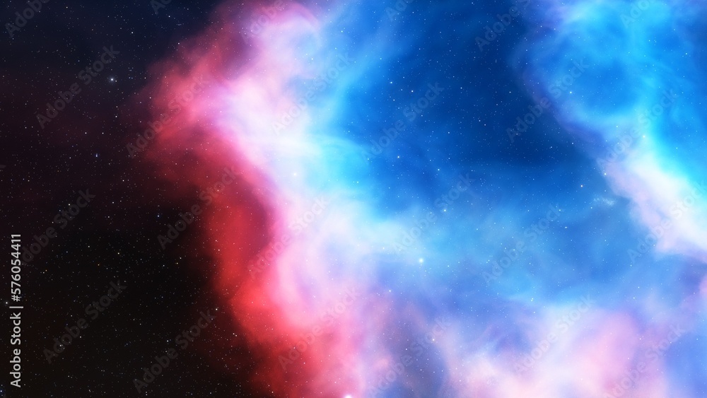 Deep space nebula with stars. Bright and vibrant Multicolor Starfield Infinite space outer space background with nebulas and stars. Star clusters, nebula outer space background 3d render
