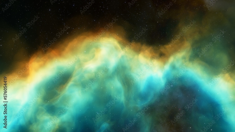 Deep space nebula with stars. Bright and vibrant Multicolor Starfield Infinite space outer space background with nebulas and stars. Star clusters, nebula outer space background 3d render
