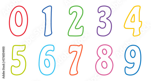 Colorful vector numbers set