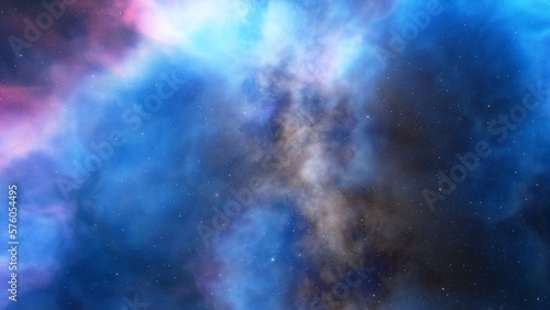 Deep space nebula with stars. Bright and vibrant Multicolor Starfield Infinite space outer space background with nebulas and stars. Star clusters, nebula outer space background 3d render 