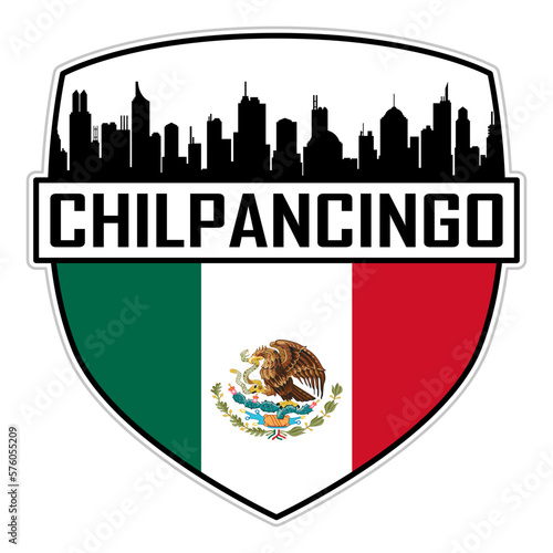 Chilpancingo Mexico Flag Skyline Silhouette Chilpancingo Mexico Lover Travel Souvenir Sticker Vector Illustration SVG EPS AI photo