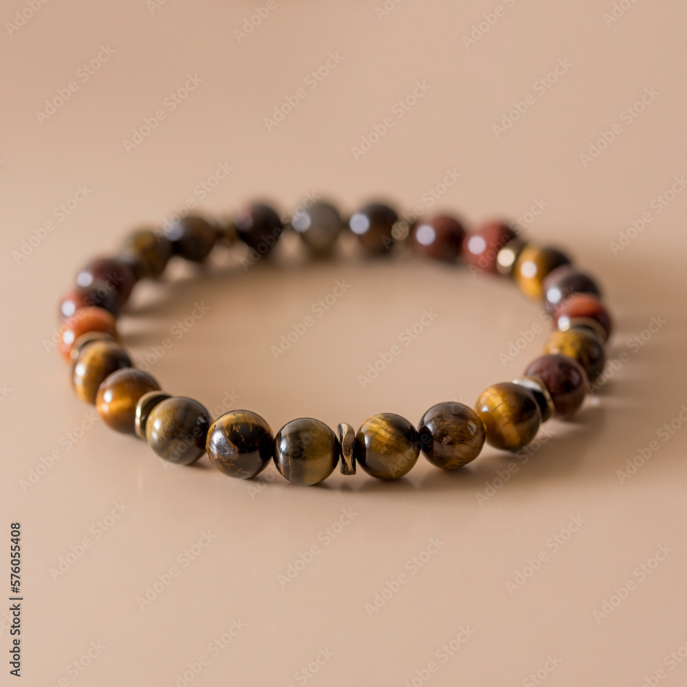 Φωτογραφία bracelet made of Tiger's eye and bull's eye stones for businessmen and people in the field of finance