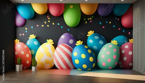 cute and colored easter eggs, Generative AI