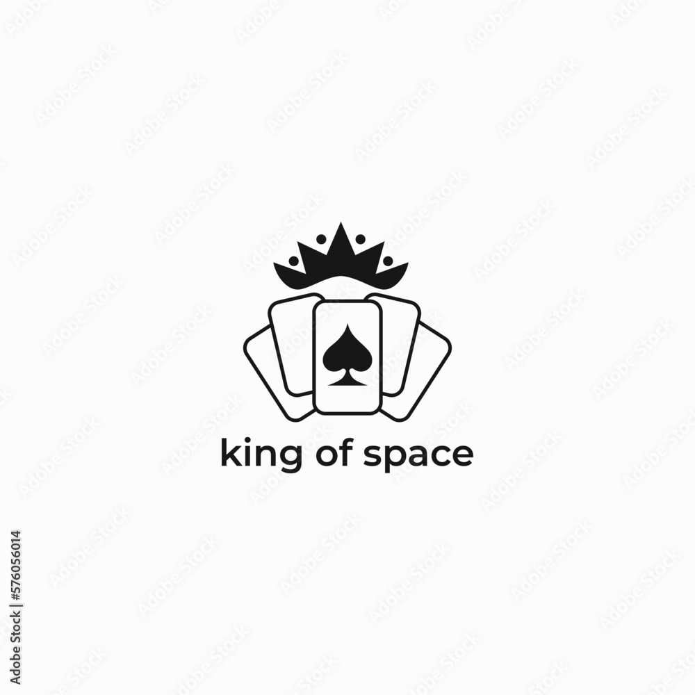ILLUSTRATION SPADE, ACE CARD WITH CROWN DESIGN LOGO ICON SIMPLE MODERN VECTOR