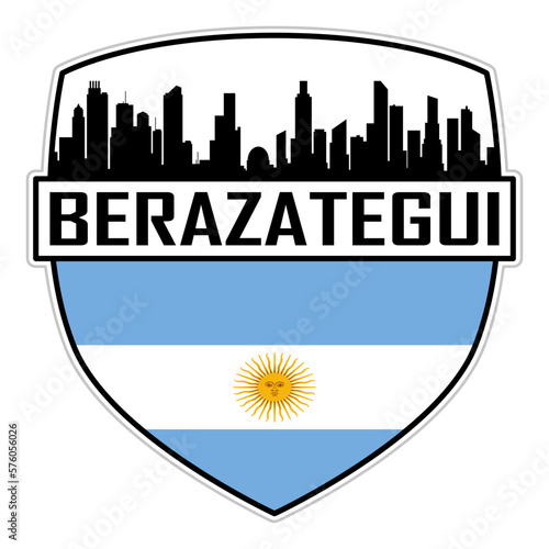 Berazategui Argentina Flag Skyline Silhouette Berazategui Argentina Lover Travel Souvenir Sticker Vector Illustration SVG EPS AI photo
