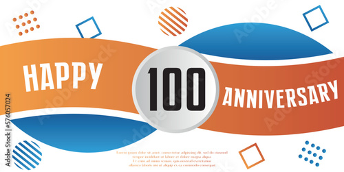Happy 100th anniversary celebration logo blue and orange abstract design on white background template vector illustration. 
