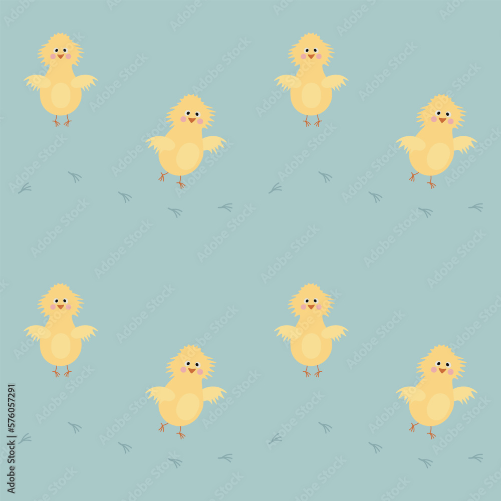 Flat easter background with chicken for decoration design.