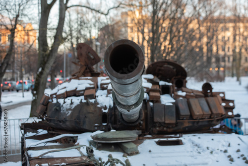 Damaged Russian tank