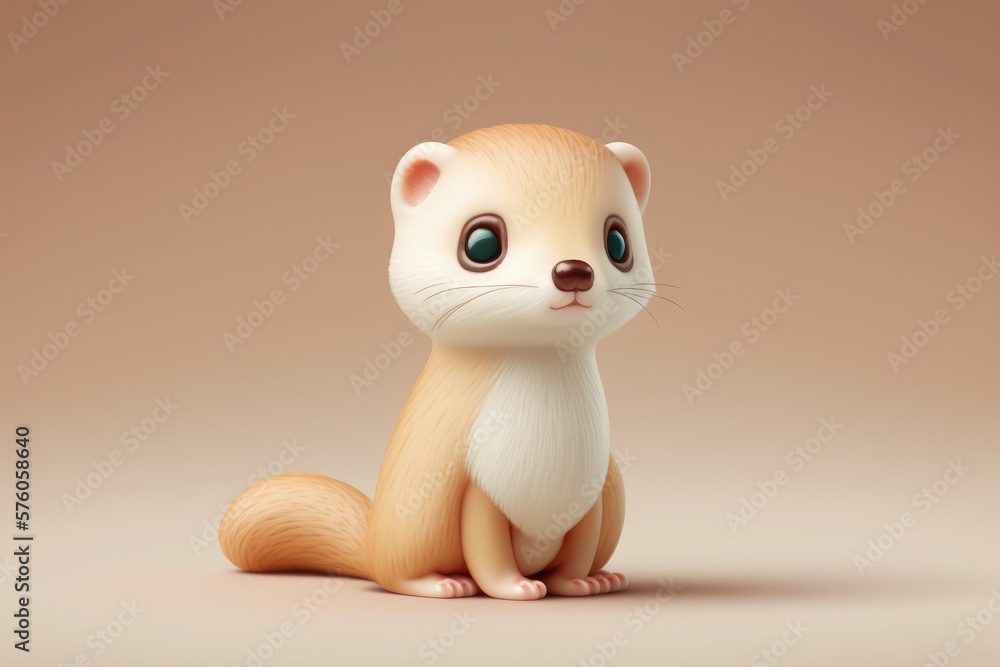 Cute Cartoon Wease. Character with empty space for text. Empty flat background. Generative ai Cute Cartoon Wease. Character with empty space for text. Empty flat background. Generative ai
