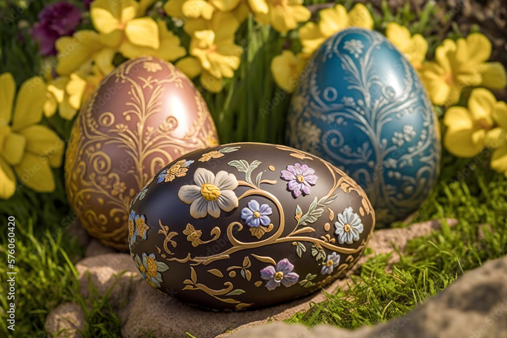 Easter Joy: An Array of Colorful Chocolate Eggs, ai generative Easter Joy: An Array of Colorful Chocolate Eggs, ai generative