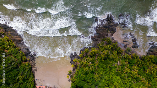 Aerial view of Havaizinho beach, Itacare, Bahia, Brazil. Tourist place with sea and vegetation. top view photo