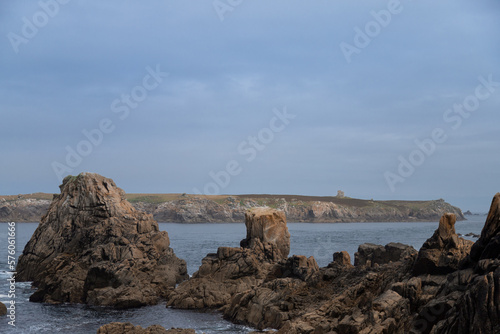 Paysage de la côte de l'ile d'Ouessant en Bretagne
