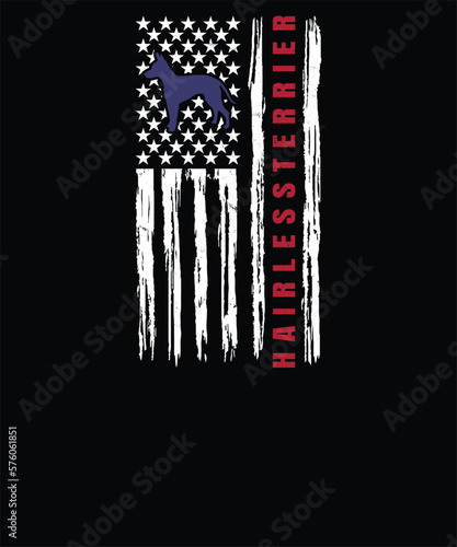 hairless terrier dog 4th of July T shirt design