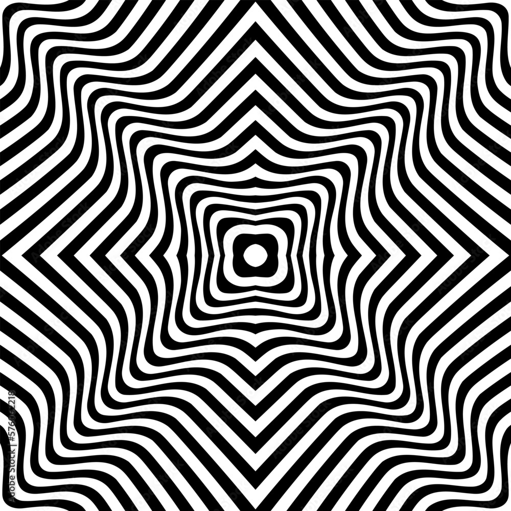 Abstract wavy line pattern. Seamless geometric background. Black and white optical illusion with curve or distorted lines. Vector illustration.