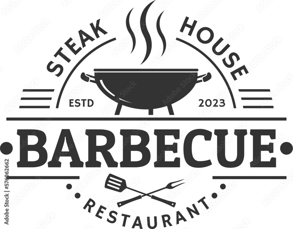 Barbeque logo. BBQ icon or label. Grill bar, restaurant, steak house