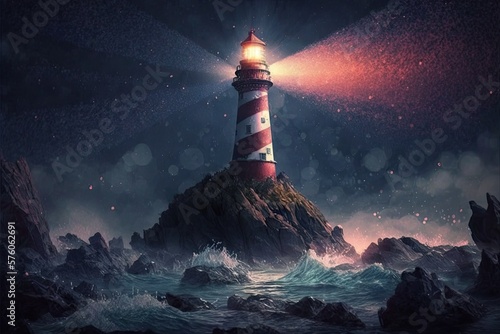 The Glowing Lighthouse, a Beacon of Hope in a Magical Land Generative AI