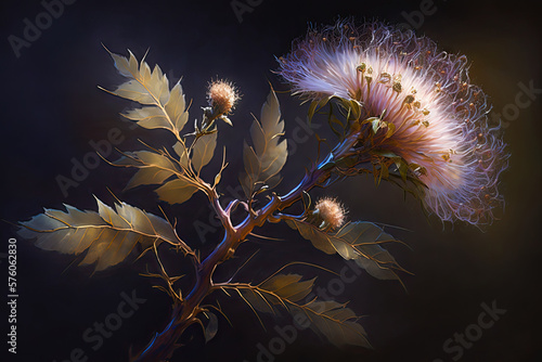 The Mystic Glow of the Peryton's Featherbush Generative AI photo