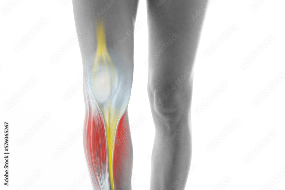 Knee pain, meniscus inflamed, human leg medically accurate