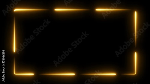 orange neon glowing frame background. Laser animation 9 repeated moves. isolated on black. 4K graphic animation video