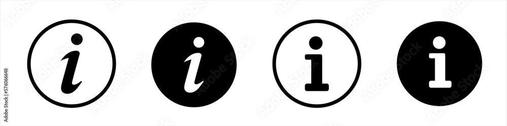 Information vector icons set. Black information icon. Isolated on white background Information vector icons set. Black information icon. Isolated on white background