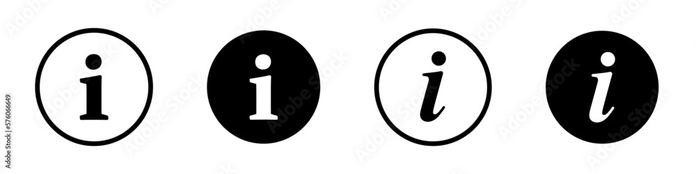 Information vector icons set. Black information icon. Isolated on white background Information vector icons set. Black information icon. Isolated on white background