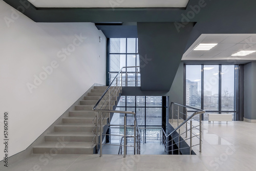 stairs  emergency and evacuation exit stair in up ladder in a new office building