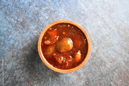 Indian traditional sweet lime pickle photo