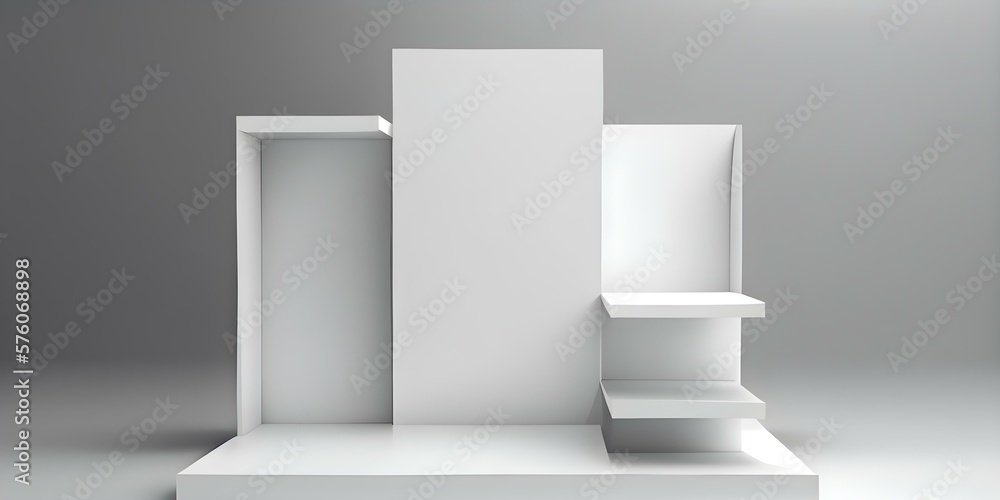 Fototapeta premium Empty Podium or Pedestal Display on White Background with Box Stand Concept