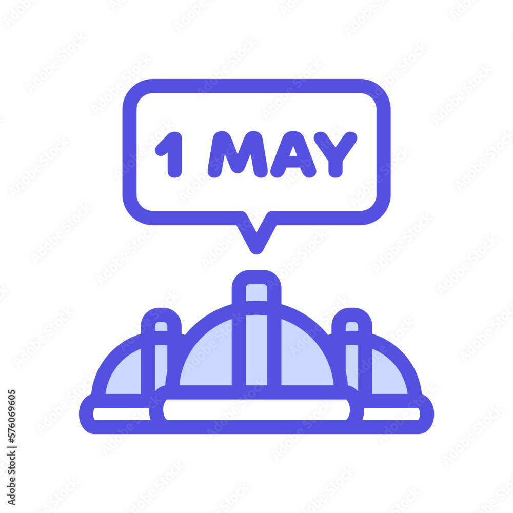 icon Labor day with concept Helmet and 1 may. editable file, vector illustration. icon Labor day with concept Helmet and 1 may. editable file, vector illustration.