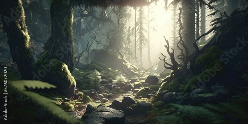 fairy forest at sunlight - generative ai © Andrus Ciprian