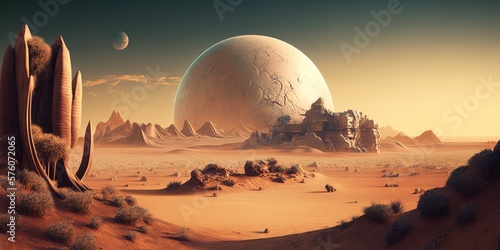 stunning outer world landscape on other planet - generative ai