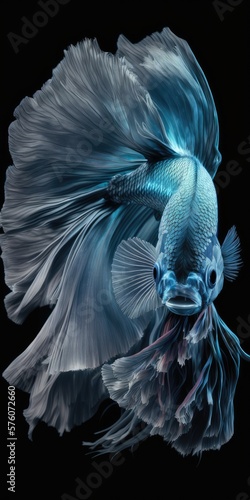 elegant beta fish on black - generative ai
