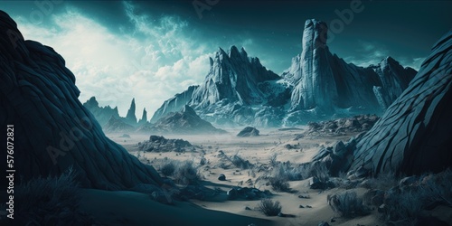 stunning outer world landscape on other planet - generative ai
