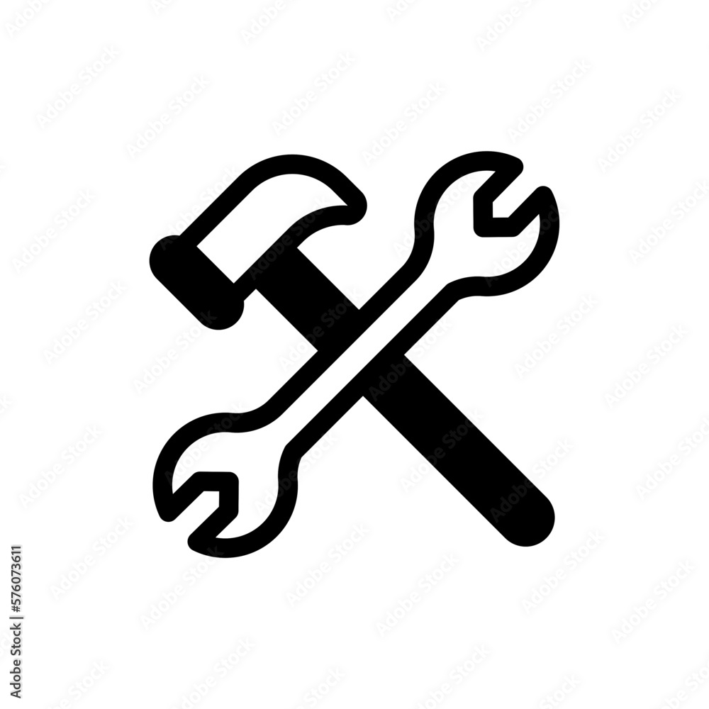 icon labor day with concept wrench and hammer. editable file, vector illustration.