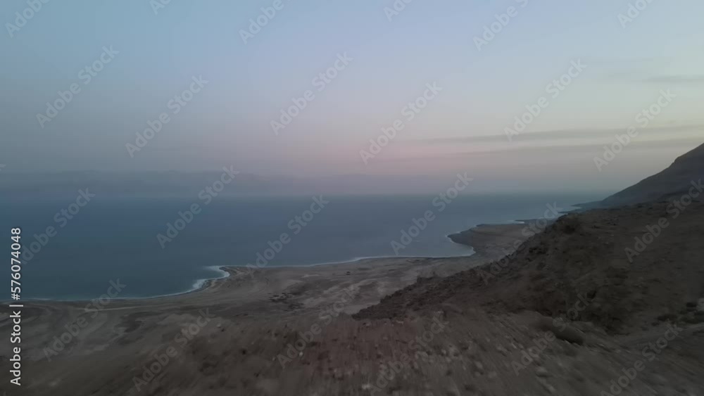 Video drone photo of the Dead Sea sunset Video drone photo of the Dead Sea sunset