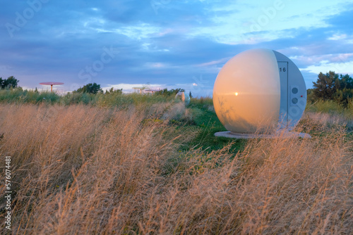 One sphere containing biogas capture wells, Frederic Back Park, Montreal photo