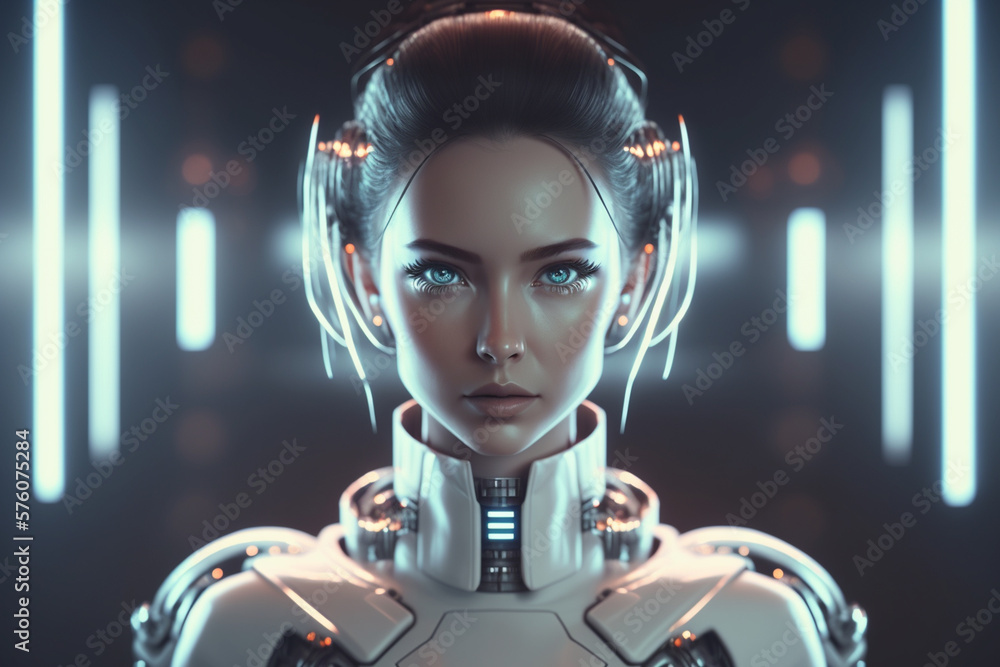 Robot woman background. Created with generative Ai technology. Illustration  Stock | Adobe Stock