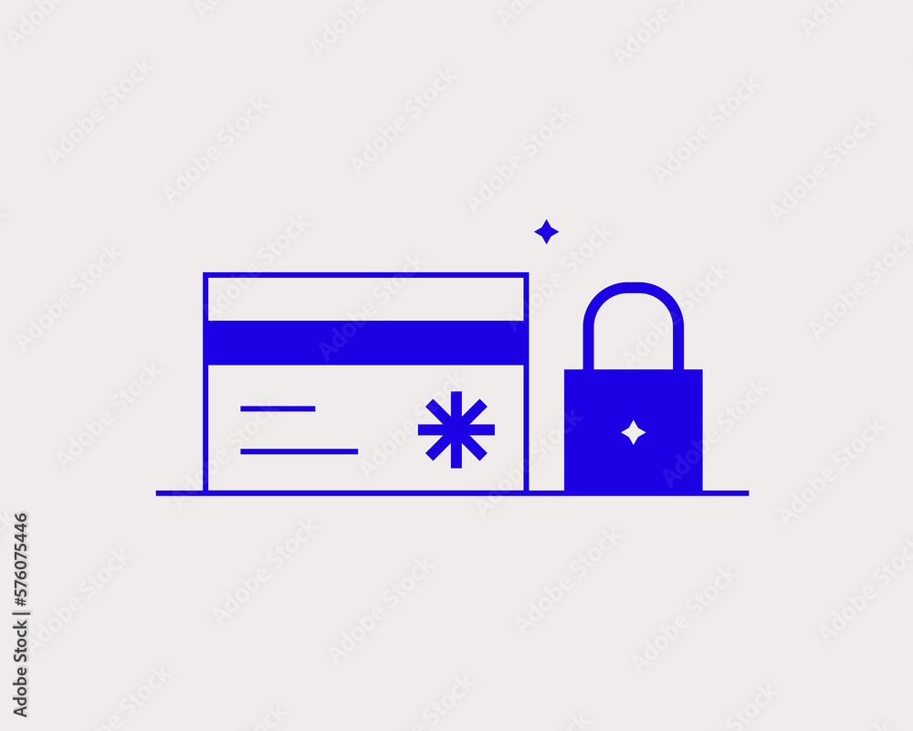 Concept of protected credit card vector illustration in a flat style. Concept of protected credit card vector illustration in a flat style.