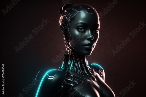 Robot woman background. Created with generative Ai technology.
