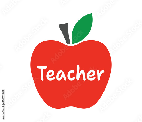 Isolated apple vector with teacher label. 