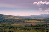 Panoramic view of volcanic landscape in Guatemala, Central America, space for meditation and relaxation.