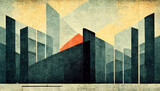 Abstract Bauhaus style background. Trendy aesthetic Bauhaus architecture design. Generative AI.