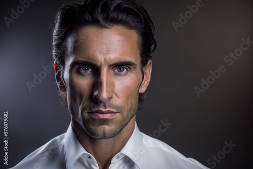 Portrait of Approachable Businessman in Crisp White Shirt, generative ai