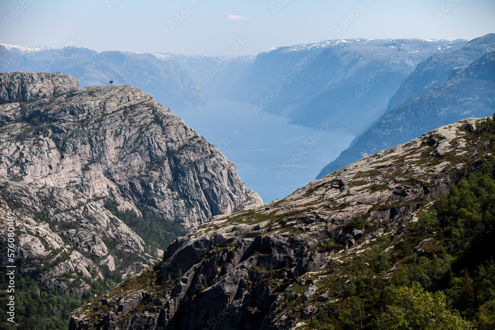 Fototapeta premium Panoramic view over beautiful Lysefjord, Norway